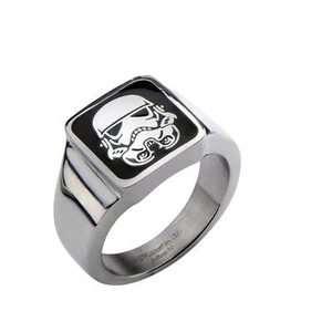 Star Wars Stormtrooper Square Top Stainless Steel Ring - Picture 1 of 1