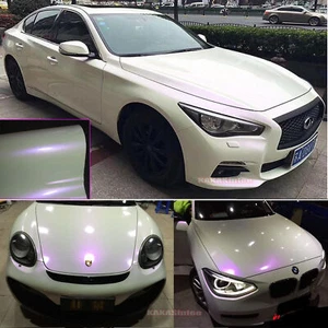 Whole Car Wrap Gloss White to Purple Pearl Chameleon Vinyl Sticker 50FT x 5FT US - Picture 1 of 5