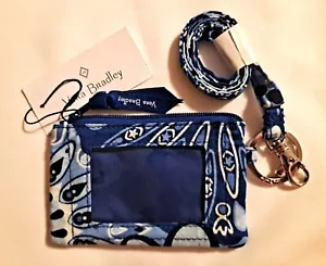 NEW Vera Bradley Zip ID Wallet & Lanyard BLUE STAR MEDALLION - Picture 1 of 2