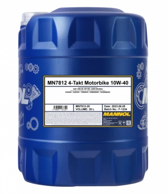 20 Litres MANNOL 4 Temps Moto 10W-40 Huile Moteur 7812 API SN JASO MA/MA2 - Photo 1/2