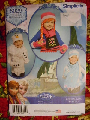 Simplicity #8029 Sewing Pattern Disney FROZEN Hats Mittens S-L Young Girls UNCUT - Image 1 of 2