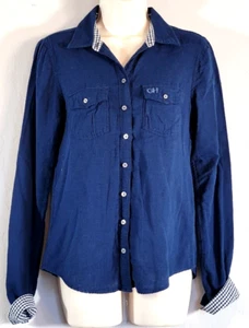 Gilly Hicks Sydney Women M Long Sleeve Button Shirt Cotton Flannel Pockets Blue - Picture 1 of 14