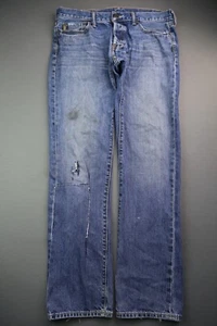 Pantalones de mezclilla para hombre Abercrombie and Fitch AF ajustados rectos en dificultades talla 34x32 (MSR 35x32) - Imagen 1 de 12