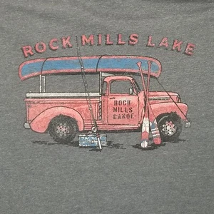 Camiseta gráfica Rock Mills Lake GH Bass Canoa Pickup Truck gris grande - Imagen 1 de 7
