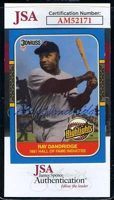 Ray Dandridge JSA Coa Signed 1987 Donruss Leaf Highlights Autograph - Image 1 of 2