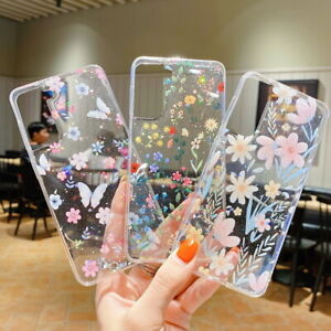 For Samsung S22 S21 S20 FE A52 A72 A21S A03S Cute Flower Clear Soft Case Cover