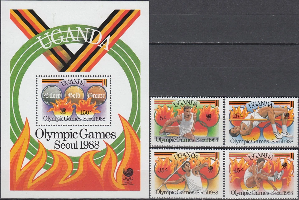 Uganda Set & S/S Juegos Olímpicos Seúl 1988 MNH-11 Euro Foto 1 de 1