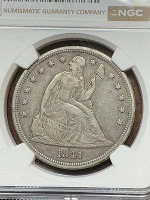 NGC XF40 1841  SEATED LIBERTY DOLLAR NICE ORIGINAL SURFACES - Image 1 of 3