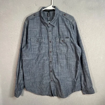 Camisa con botones RVCA para hombre talla XL azul cambray manga larga Foto 1 de 4