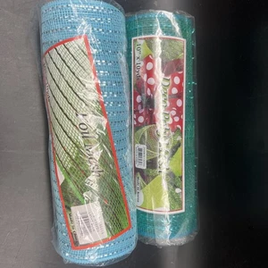 Aqua dunkel & hell türkis metallic Deko Poly Netz 10 x 10 Yards Menge 2 Kranz - Bild 1 von 5