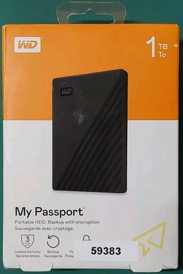 WD My Passport 1TB Portable External Hard Drive USB 3.0 Backup Encryption New - Image 1 of 4