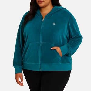 Juicy Couture Verde Azulado Terciopelo Sudadera con Capucha Cremallera Chaqueta Estrás Logo Mujer Plus 3X - Imagen 1 de 12