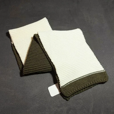 Margaret Howell Merino Wool Scarf / Green & White Knit / Brand New - Image 1 of 4