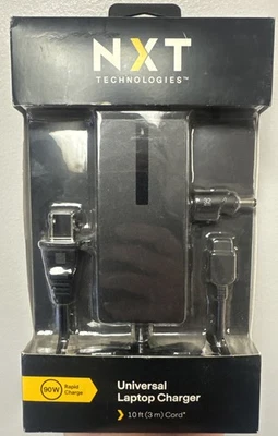 NUEVO SELLADO NXT Cargador Universal para Laptop Cable de 10 pies 90 W Carga Rápida NX54323 *BAJO $ Foto 1 de 3