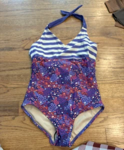 NWT Tea Collection Bells Beach Halter One-Piece Swimsuit Han Purple Size 10 - Picture 1 of 4