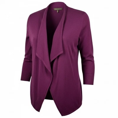 Tommy Bahama Cárdigan Suéter Mujer Mediano Borgoña Frente Abierto Cascada Algodón Foto 1 de 4