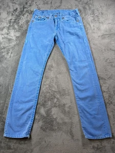 True Religion Jeans Mens 31 Light Royal Blue Jack Super T Button Fly USA Flaps - Picture 1 of 21