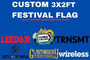 Personalised Double Sided Festival Flag - Custom Banner. 3X2FT. 4 Eyelets. - Picture 1 of 1