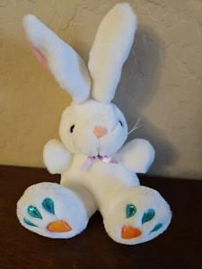 Galerie White Bunny Rabbit W/ Carrot Feet 8" Plush Stuffed Animal Toy - Picture 1 of 3