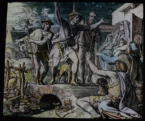 ANTIQUE Magic Lantern Slide THE BIRTH OF JESUS - SHEPHERDS C1910 ILLUSTRATION - Picture 1 of 2