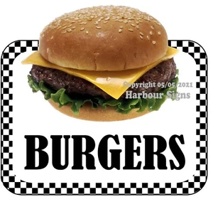 Calcomanía de vinilo para camión de comida Burgers pegatina de letrero de vinilo bw - Imagen 1 de 3