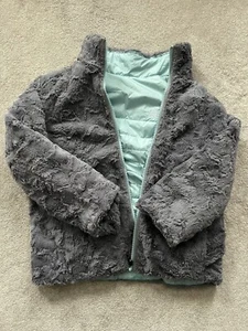 North Face Youth Winter Reversible Jacket Grey And Teal Fleece - Picture 1 of 2