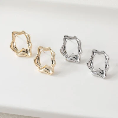 Pendiente de anillo redondo 4 piezas, pendiente de lava de gota de agua, pendiente irregular de geometría Foto 1 de 4