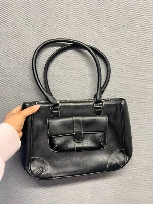 Cartera de cuero negro genuino Ann Taylor The Loft Foto 1 de 4