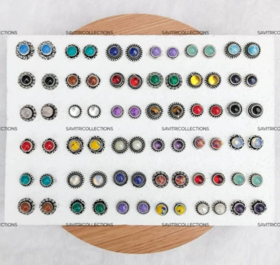 MIx Gemstone Stud Earrings Wholesale Lot Handmade Boho Jewelry Bulk Sale - Image 1 of 4
