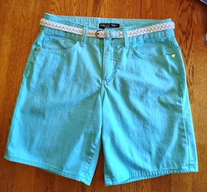 Lee Riders Mid-Rise Shorts + Matching Belt 8M Turquoise 8" Inseam Nice! - Picture 1 of 13