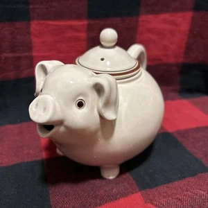 Mini teiera e coperchio vintage anni 70 Fitz and Floyd Pig Japan terracotta 8,5" - Foto 1 di 7