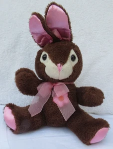 Dan Dee Conejo Conejo 7" Peluche Chocolate Marrón Rosa Lazo Satinado Orejas Pies Flor - Imagen 1 de 9