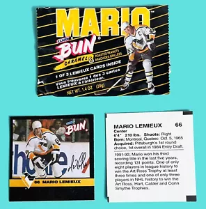 1992 Clark Bun Mario Candy Card - Mario Lemieux Pittsburgh Penguins NHL Hockey - Picture 1 of 1