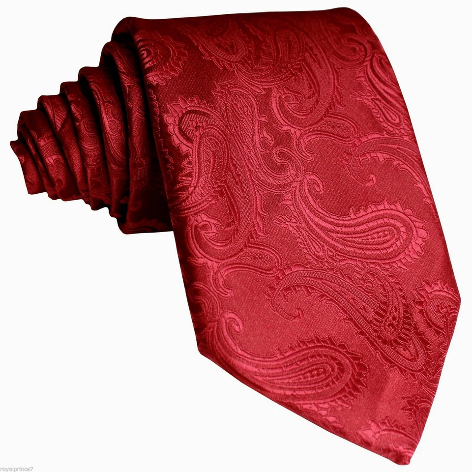Nuevo Para hombres Formal Microfibra Autoatado Cuello Corbata Paisley Boda Fiesta Baile de graduación Rojo Foto 1 de 1