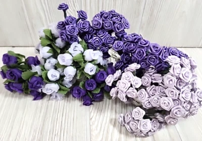 Purple/White/Silver Mini Flowers for Crafts or Bouquets/Wreaths - Image 1 of 4