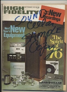 High Fidelity Music Magazine Vol 25 #09 Sep 1975 Jazz Rock Hawkwind VTG - Picture 1 of 3