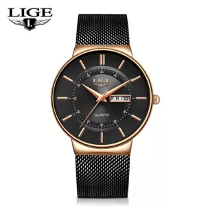 Men's Business Quartz Analog Date Waterproof Luxury Stainless Steel Wrist Watch - Picture 1 of 8