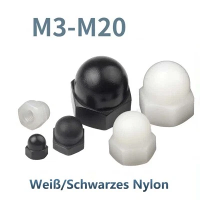 M3 M4 M5 M8-M20 Hutmutter DIN 1587 hohe Form Nylon-Kunststoff Hutmuttern Muttern - Bild 1 von 4