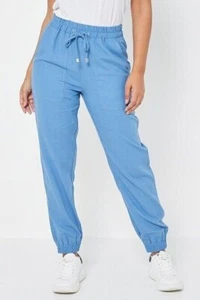 Studio Women’s Linen Blend Blue Joggers Size 14 - Picture 1 of 5
