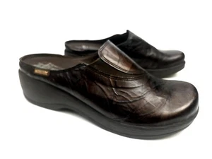 Mephisto Bronze Distressed Leather Clogs Comfort Mules Satty Size 8 US - Picture 1 of 11