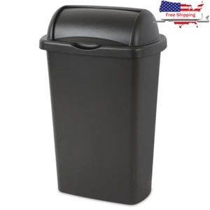 Roll Top Wastebasket 13 Gallon Indoor Plastic Bin Easy Clean Kitchen Office Use - Picture 1 of 7