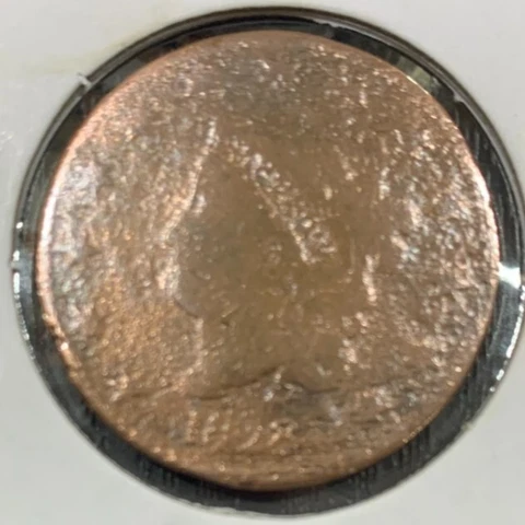 1828 Large Cent (AG) ~ Coronet Head ~ 1 Penny/Cent ~ Pitted Copper U.S. Coin Cover