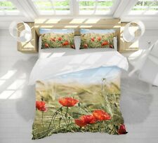 3D Red Poppies NAO2076 Bed Pillowcases Quilt Duvet Cover Set Queen King Fay
