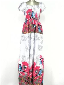 Luftiges Kleid Strandkleid Sommerkleid One Size Gr 34 - 40 lang geblümt - Foto 1 di 1
