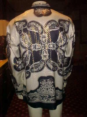 CAMISA DE SEDA METÁLICA VINTAGE PARA HOMBRE ALBERTO CELINI MULTICOLOR HERMOSA MEDIANA/GRANDE Foto 1 de 4