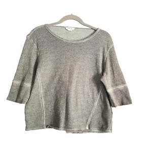 Helmut Lang Women Size Small Petite Gray Sweatshirt Pullover Top 1/2 Sleeve Vtg. - Picture 1 of 5