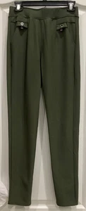 Pantalones de ropa deportiva para mujer talla L/XL verde oliva bolsillos elásticos piernas cónicas F43 - Imagen 1 de 9