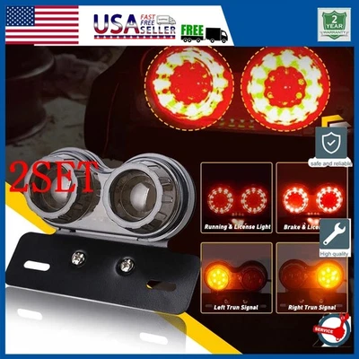 2set Motorcycle LED Dual Tail Turn Signal Brake License Integrated Plate Light - Image 1 of 4
