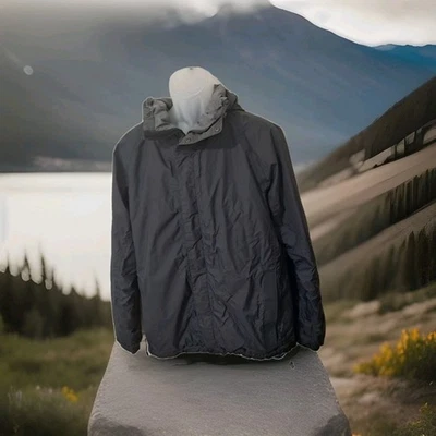 LL Bean Stowaway Gore-tex Rain Jacket Mens L Gray Hooded Zip Up Hiking Outdoors - Image 1 of 4