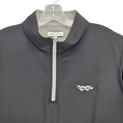 Chaleco Peter Millar Hombres XL Galway Lazo Elástico Terry 1/4 Cremallera Negro Calce Clásico Foto 1 de 4